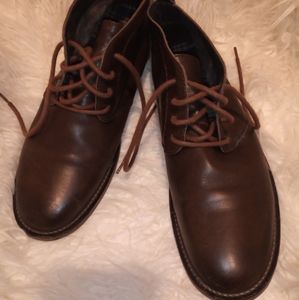 River Island, brown leather ankle boots, 42/8
